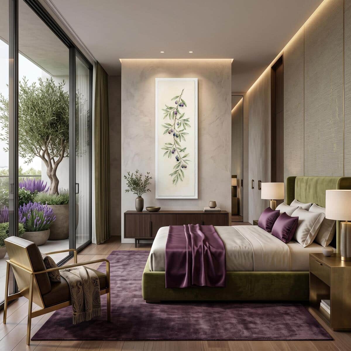 Botaniczny obraz Akwarela Oliwiki | Elegancka dekoracja do jadalni 31266 - zdjęcie 4