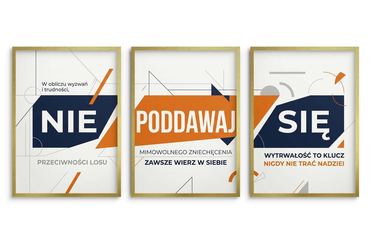 Tryptyk ścienny motywacyjny- Nie poddawaj się | Plakaty napisy 31192