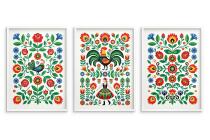 Plakat na ścianę Łowickie Koguty- Trzy części | Kolorowa dekoracja boho-folk 31212 - miniaturka 4