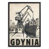Stylowy Plakat Retro Gdynia Morze - Sepia | Dekoracja do Biura Gabinetu 31102 - miniaturka 1
