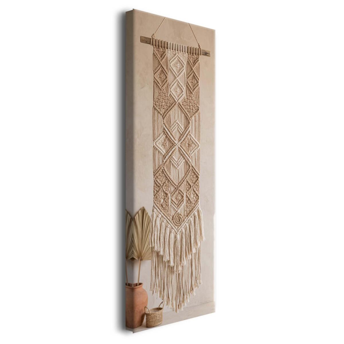Pionowy Obraz na Ścianę- Makrama i Palma | Eleganckie Boho do Salonu 31316 - zdjęcie 2