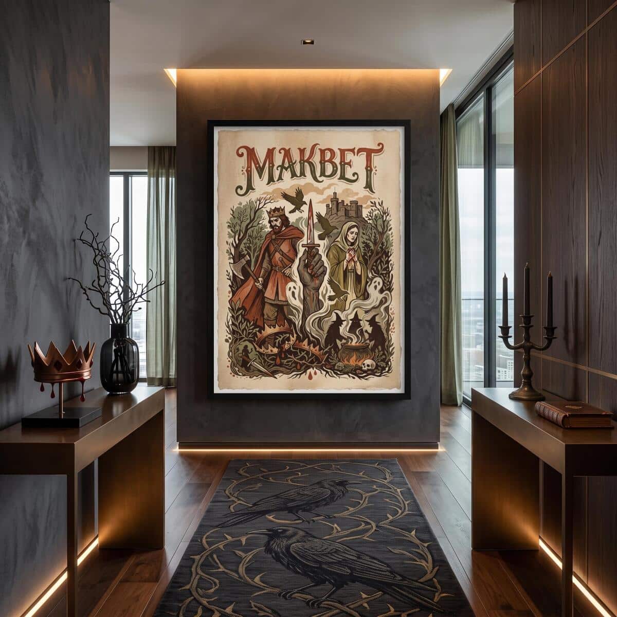 Plakat Makbet Szekspir vintage- Ilustracja do salonu | Stylowy obraz retro 31104 - zdjęcie 5