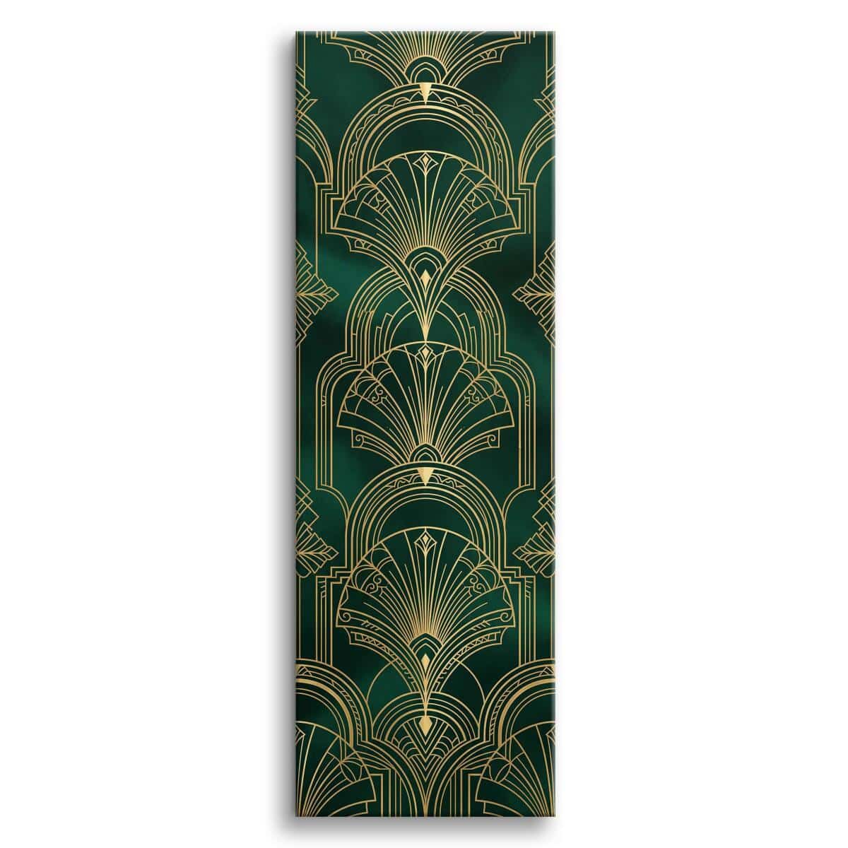 Nowoczesny Obraz Złoty Wachlarz- Butelkowa Zieleń | Panel Art Deco 31264