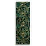 Nowoczesny Obraz Złoty Wachlarz- Butelkowa Zieleń | Panel Art Deco 31264 - miniaturka 1