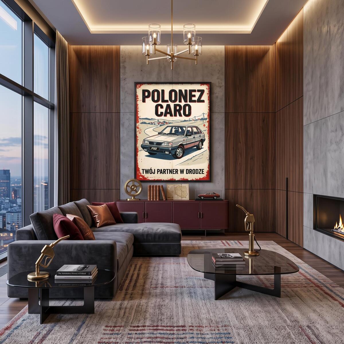 Grafika na ścianę Kultowy Polonez Caro | Retro plakat do biura i garażu 31154 - zdjęcie 6