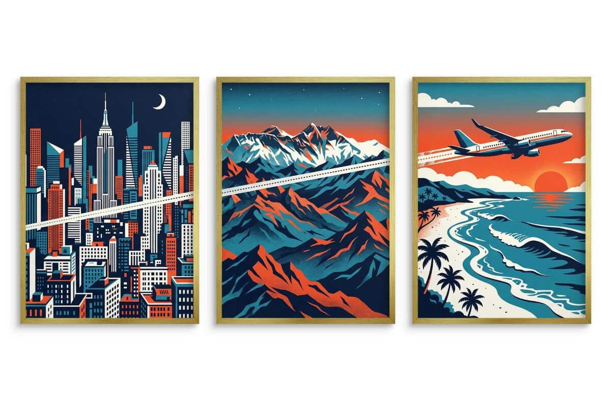 Zestaw 3 plakatów w ramie- Metropolia Góry i Ocean | Designerska galeria ścienna 31205 - zdjęcie 4