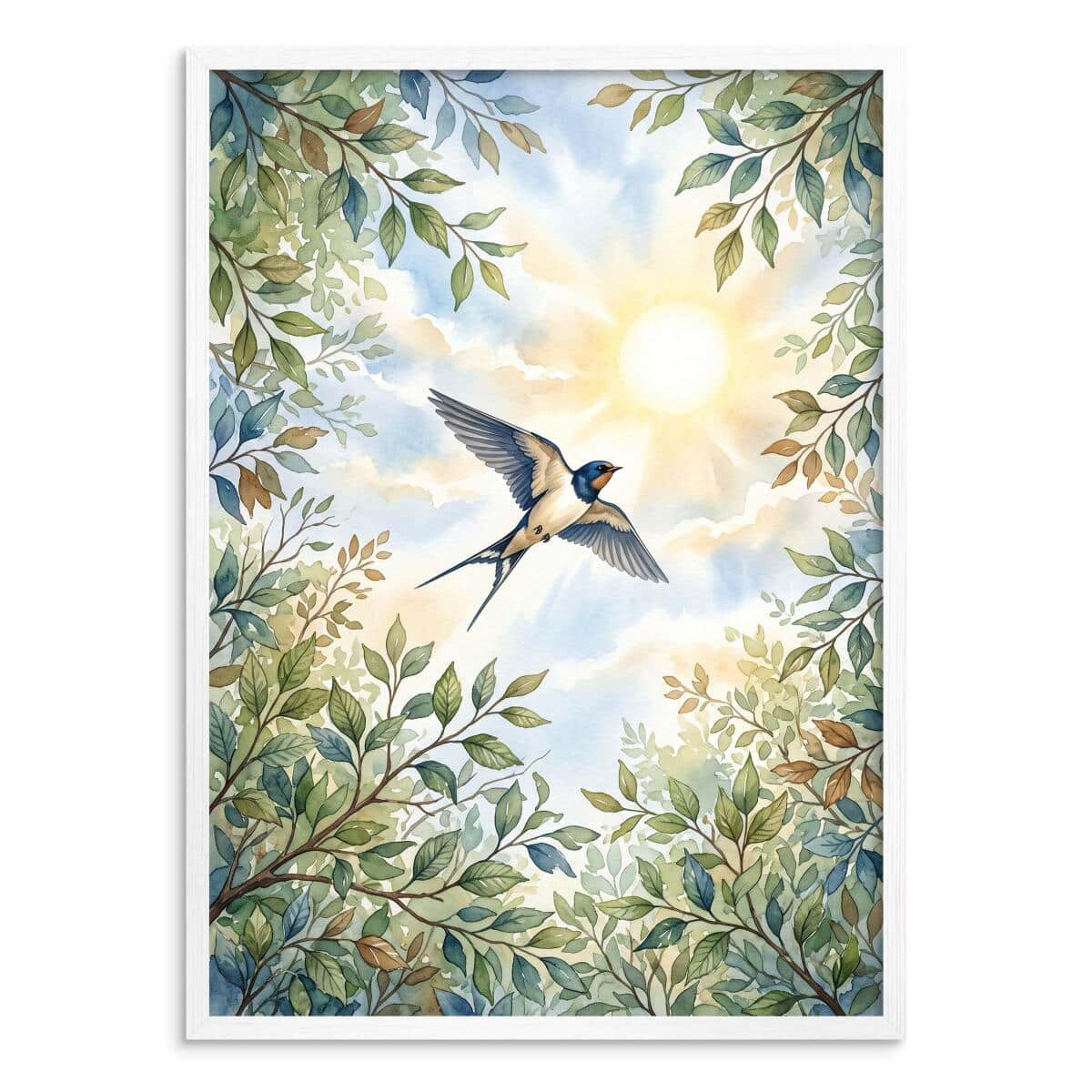 Plakat z jaskółką – akwarelowa natura, dekoracja ścienna do salonu 31149 - zdjęcie 2