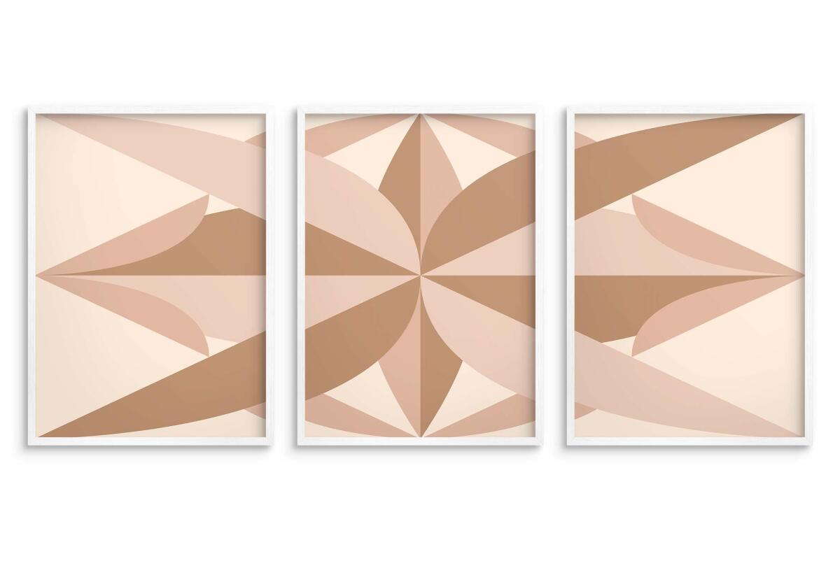Trzyczęściowy plakat do salonu beżowy- Rozeta geometryczna | Tryptych boho 31259 - zdjęcie 3