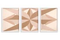 Trzyczęściowy plakat do salonu beżowy- Rozeta geometryczna | Tryptych boho 31259 - miniaturka 3