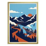 Plakat retro do salonu- Pociąg w górach | Obraz na ścianę styl vintage 31203 - miniaturka 3