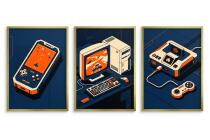 Plakaty do pokoju gracza- Retro Gaming | Tryptyk na ścianę zestaw 3 szt 31200 - miniaturka 4