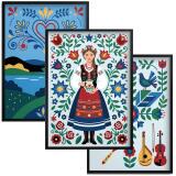 Komplet 3 obrazów- Polska wieś i folklor | Kolorowe plakaty rustykalne do sypialni 31210 - miniaturka 1