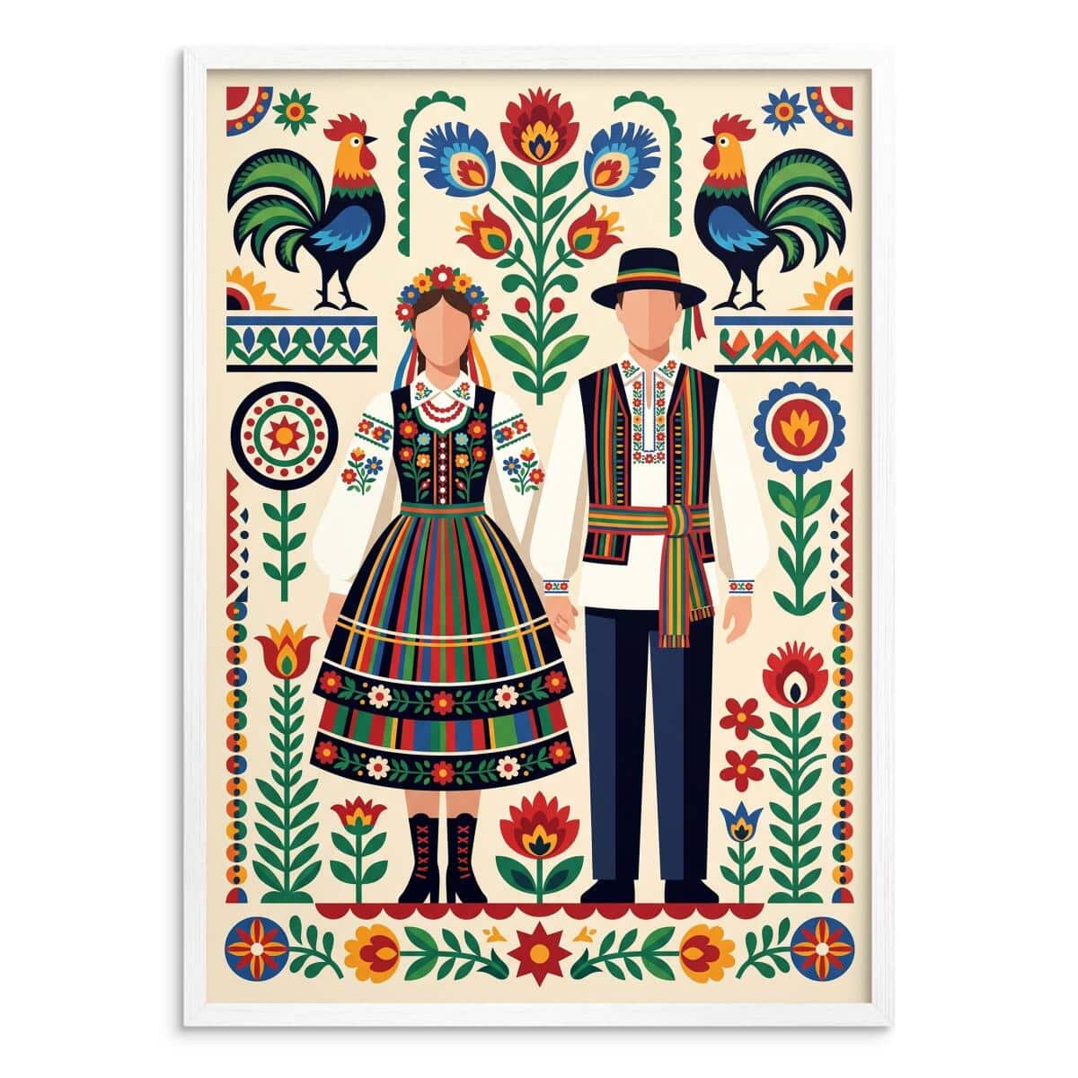 Plakat Tradycyjny Wzór Łowicki | Oryginalny Prezent dla Miłośnika Folkloru 31208 - zdjęcie 2