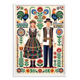 Plakat Tradycyjny Wzór Łowicki | Oryginalny Prezent dla Miłośnika Folkloru 31208 - miniaturka 2