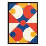 Plakat retro Mid-Century- Czerwone i niebieskie koła | Modny obraz 31257 - miniaturka 1