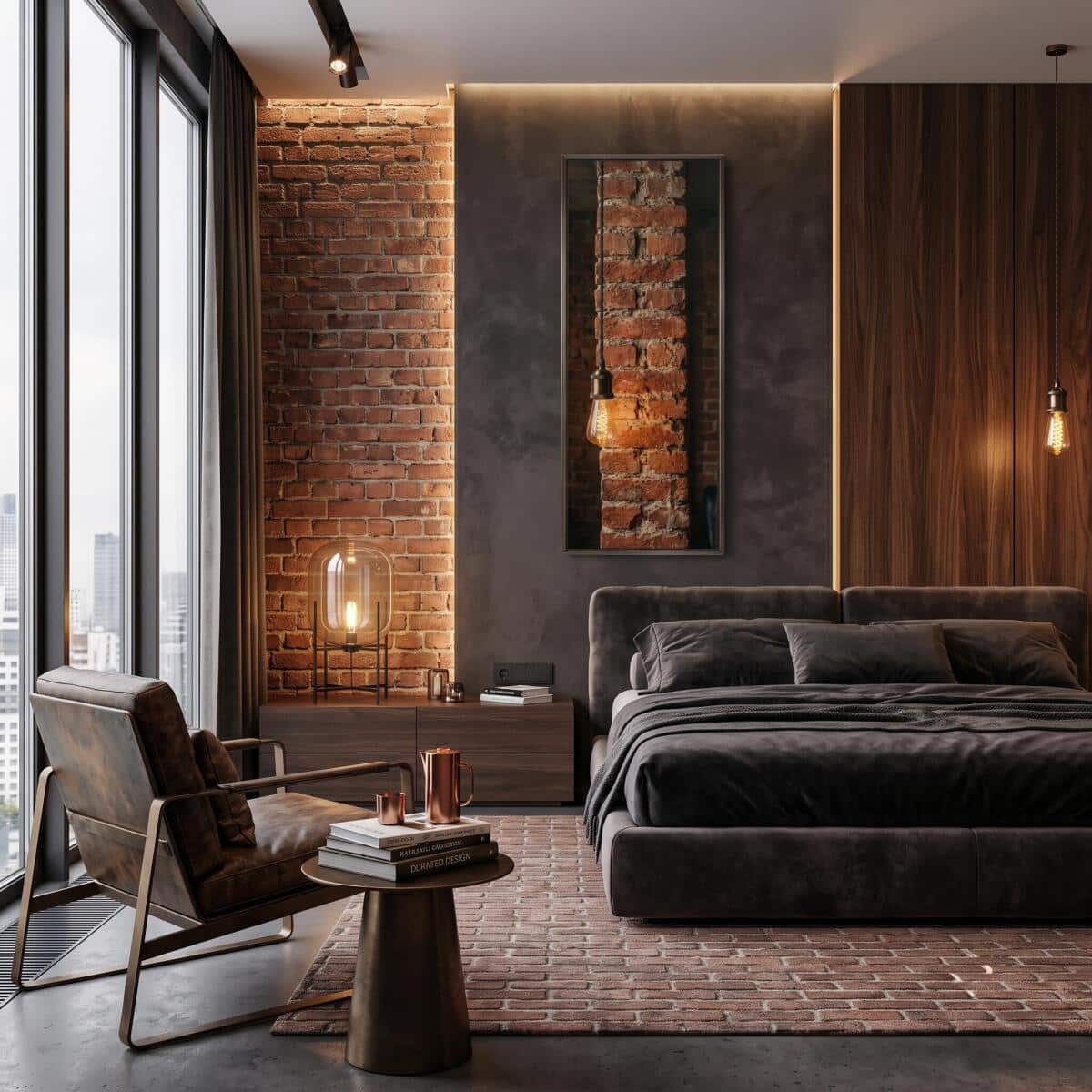 Obraz na Ścianę Żarówka Edisona- Red Brick | Loftowa dekoracja dom 31334 - zdjęcie 4