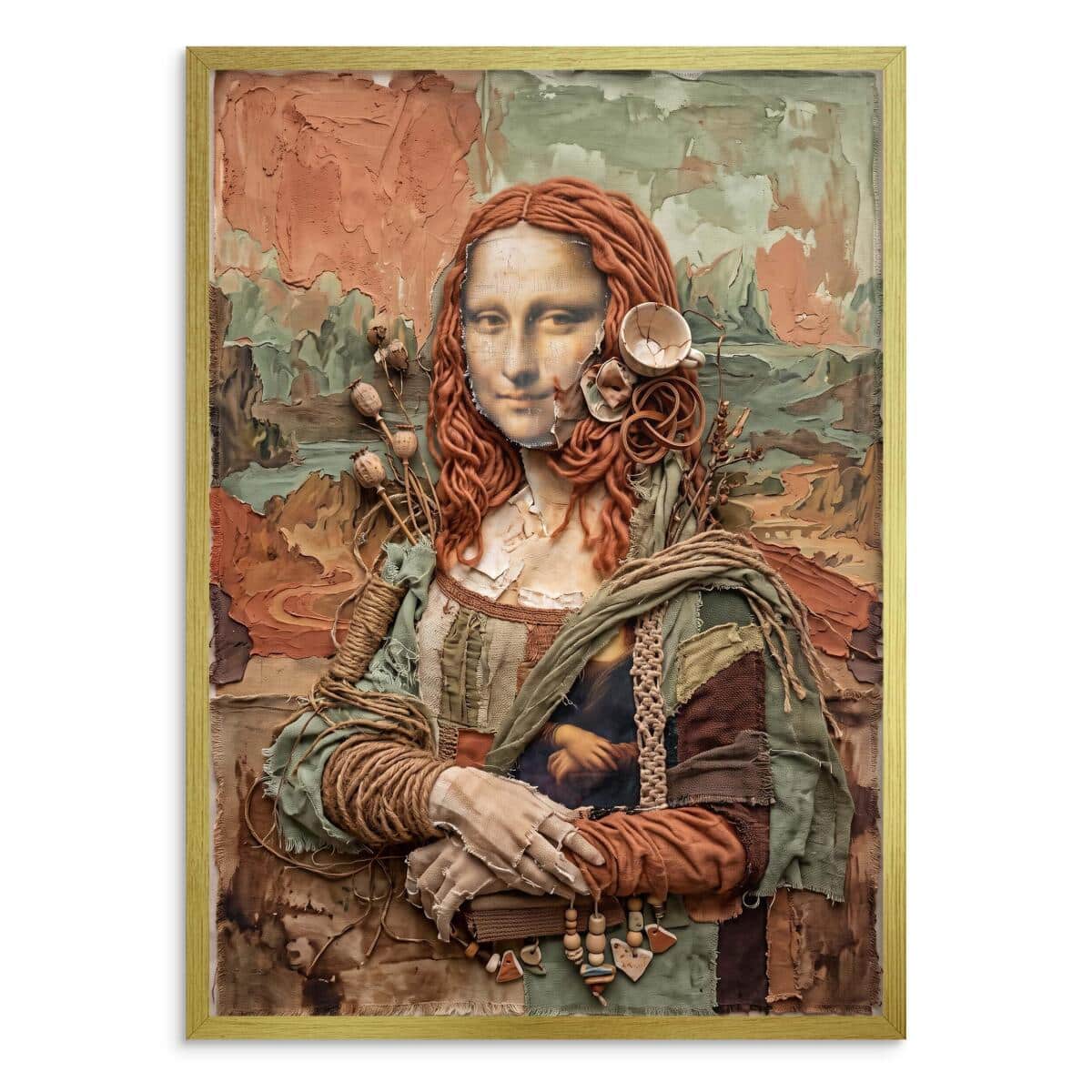 Plakat Mona Lisa Boho - Nowoczesny Obraz na Ścianę Kolaż Asamblaż 31094 - zdjęcie 3