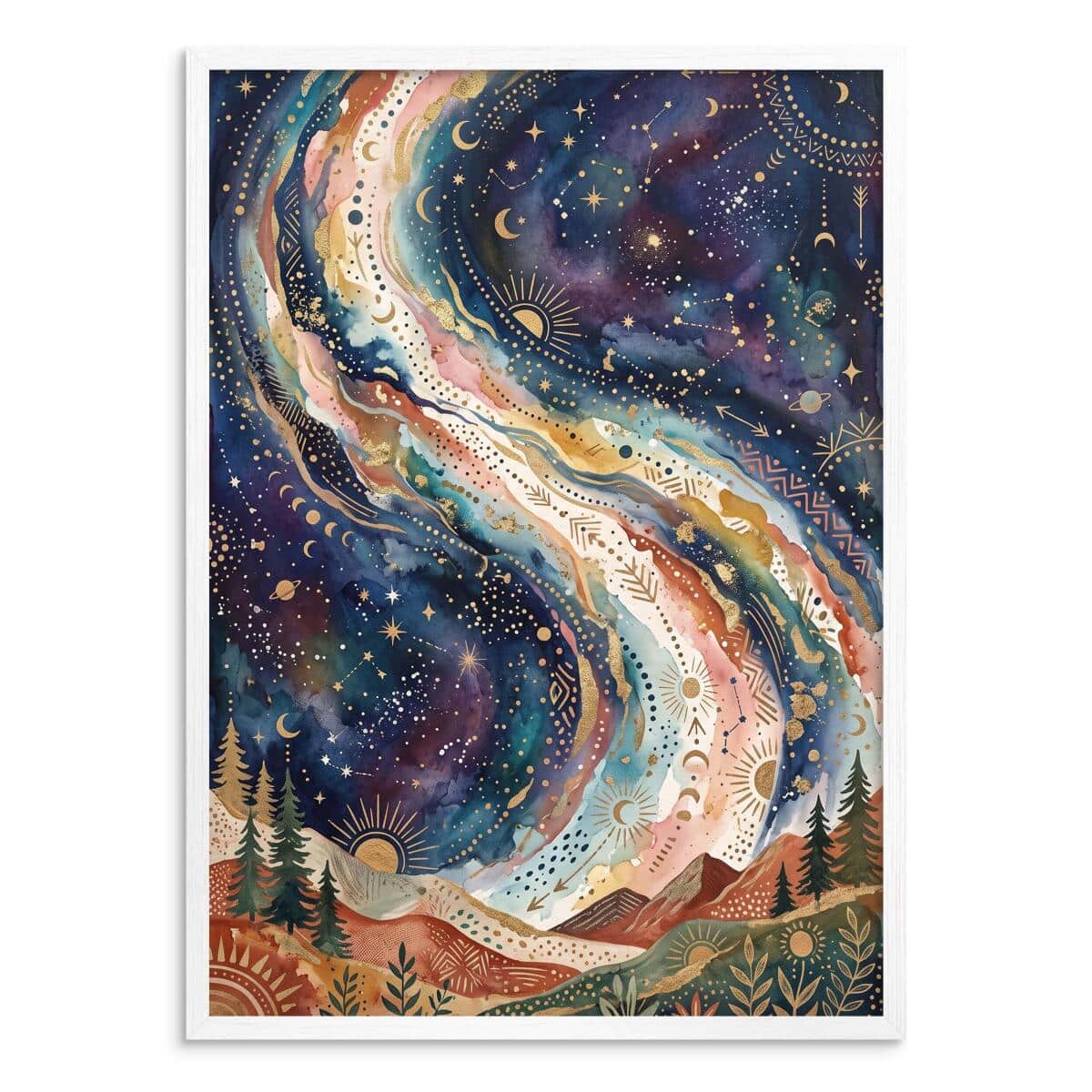 Obraz na ścianę Kosmos Boho- Mistyczny Las | Złota dekoracja etno 31125 - zdjęcie 2