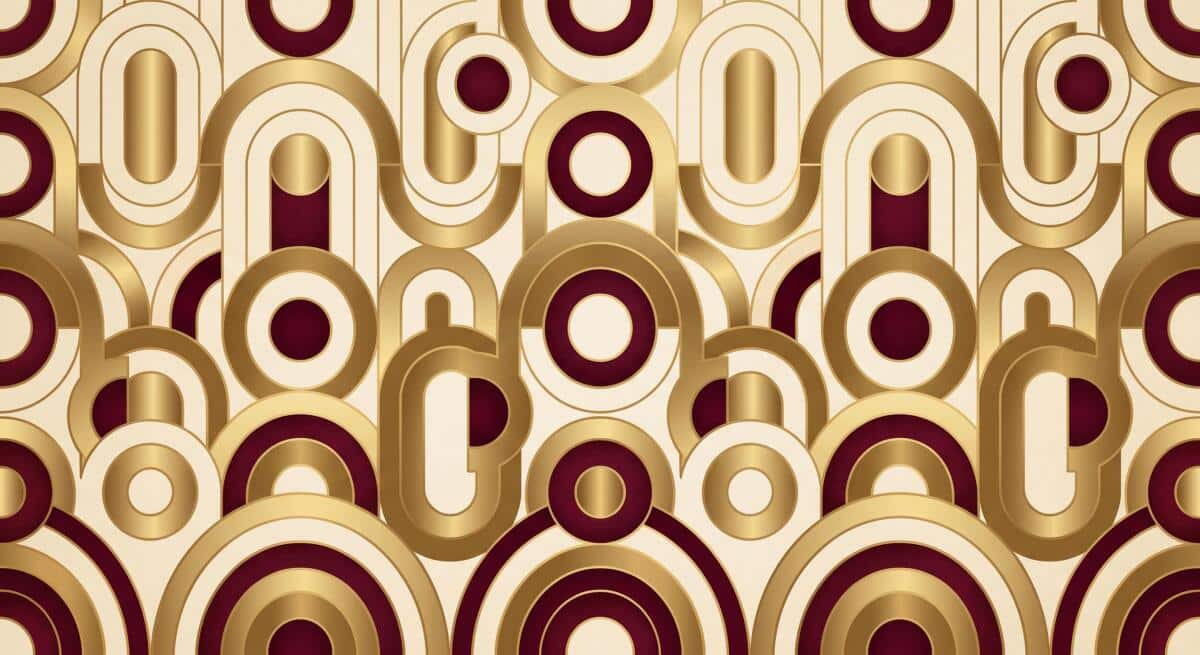 Fototapeta Art Deco- Złote Łuki i Bordo | Elegancka Tapeta do Salonu 31248 - zdjęcie 4