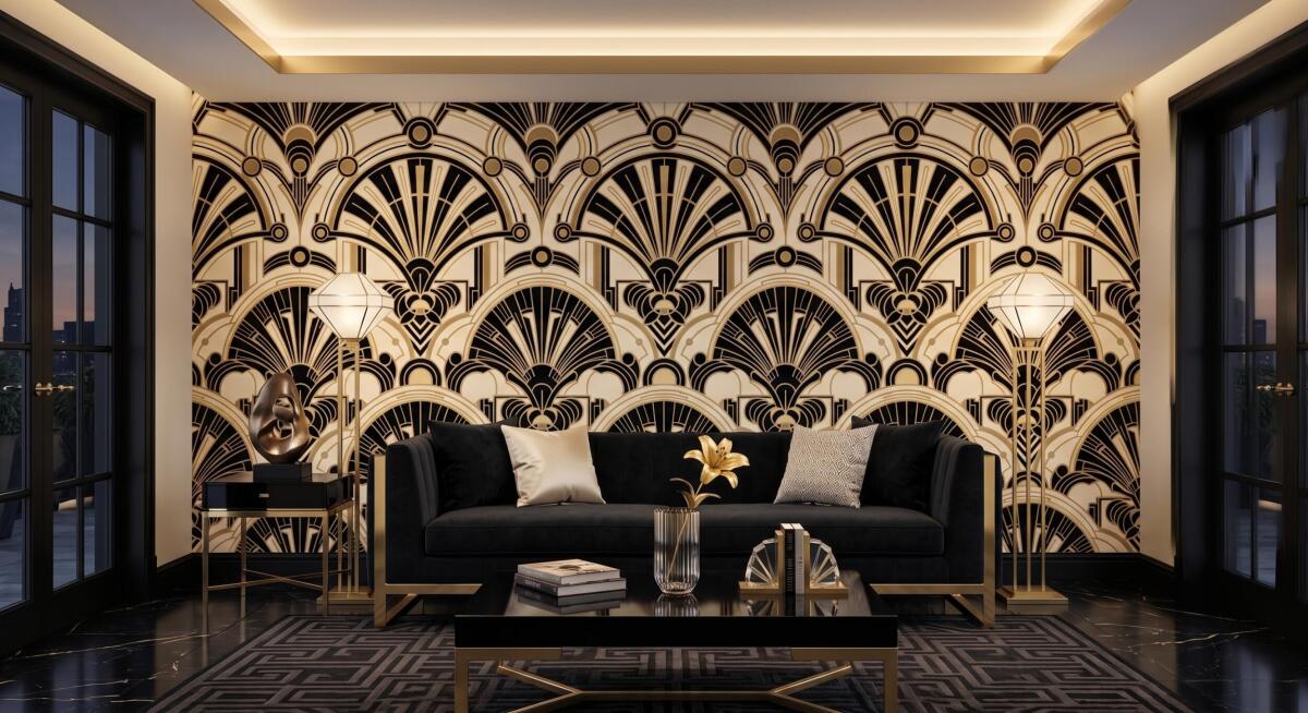 Luksusowa Fototapeta Glamour- Złote Łuki Art Deco | Tapeta do Biura 31246