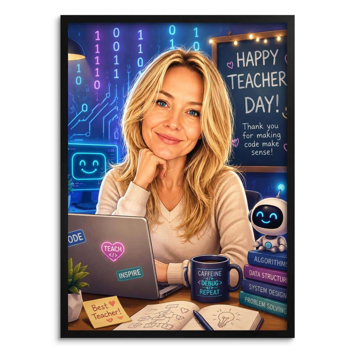 Personalizowany plakat dla nauczyciela informatyki na Dzień Nauczyciela | Portret ze zdjęcia 31470