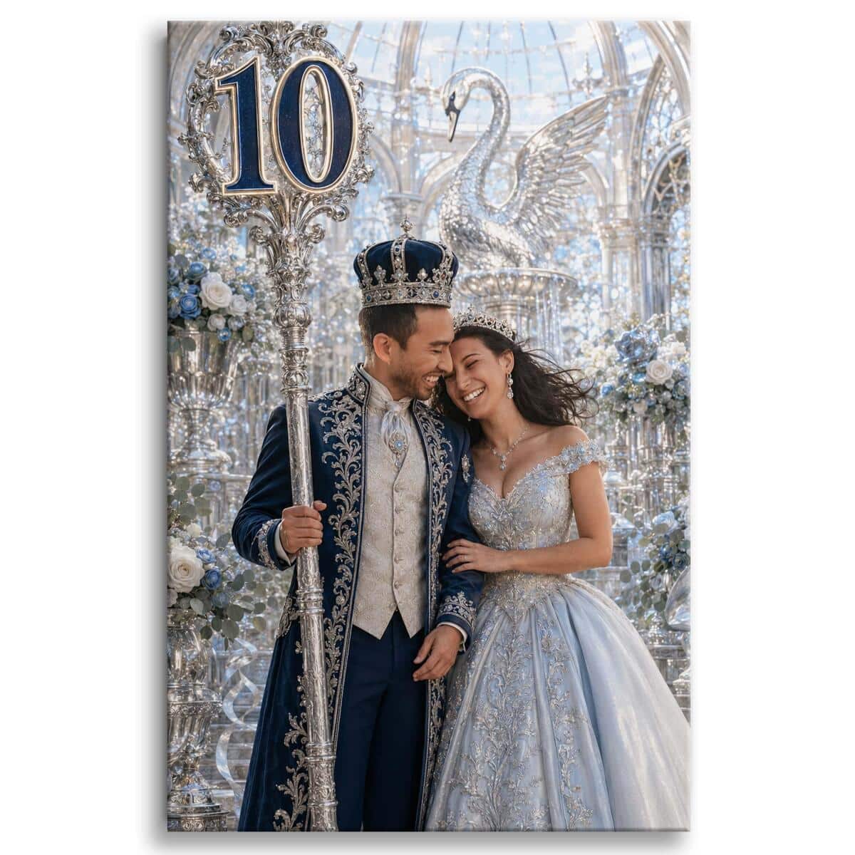 Obraz na Płótnie Królewska Para 10 Rocznica Ślubu | Elegancki Portret Glamour Cynowe Gody 31426 - zdjęcie 2
