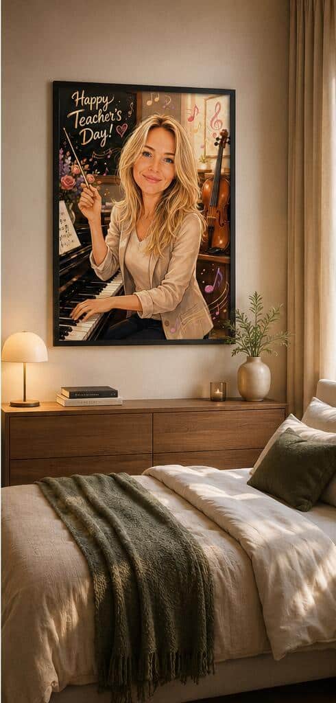 Personalizowany plakat dla nauczyciela muzyki na Dzień Nauczyciela | Portret ze zdjęcia 31477 - zdjęcie 3