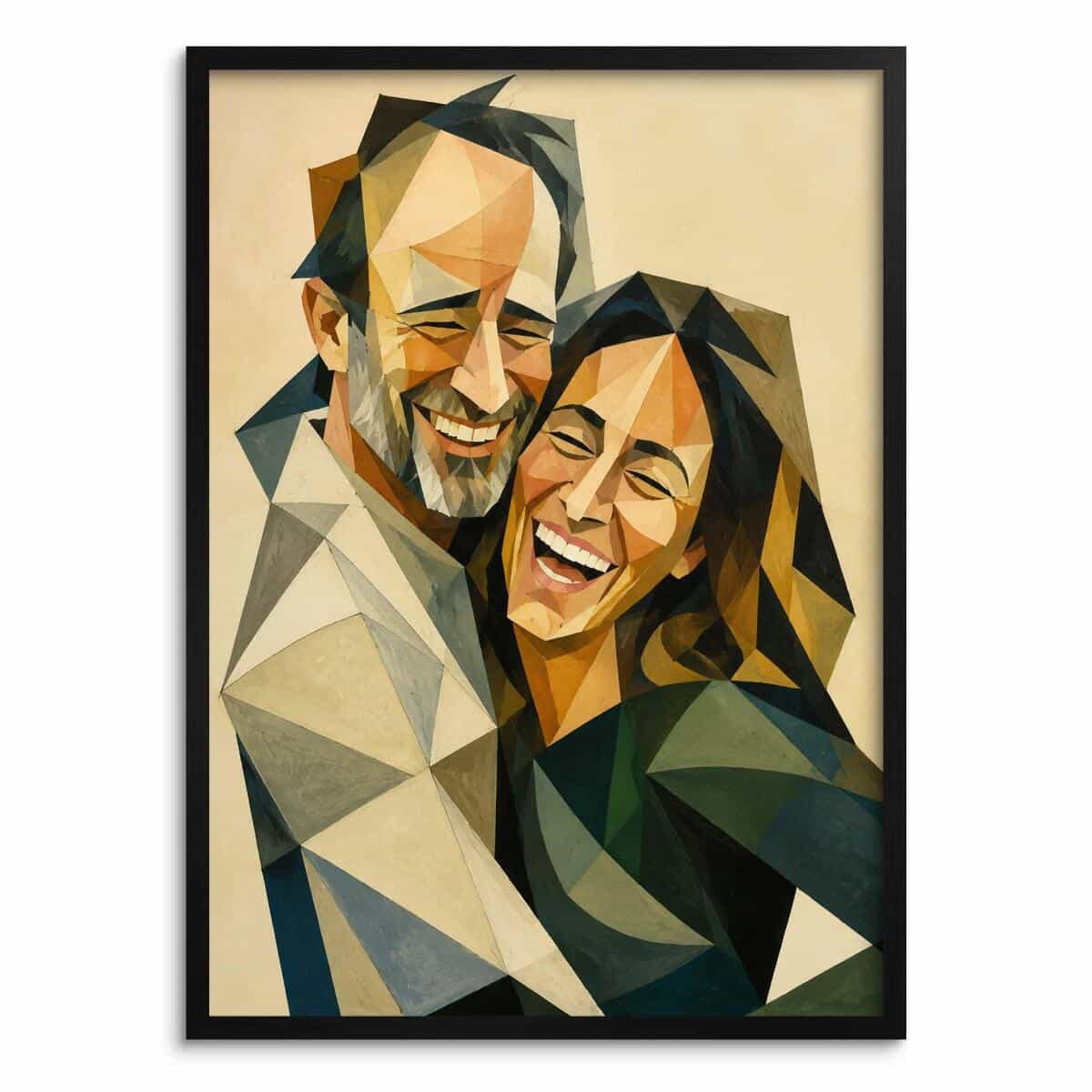 Plakat Personalizowany ze Zdjęcia Portret Pary | Geometryczny Obraz Kubizm 31378