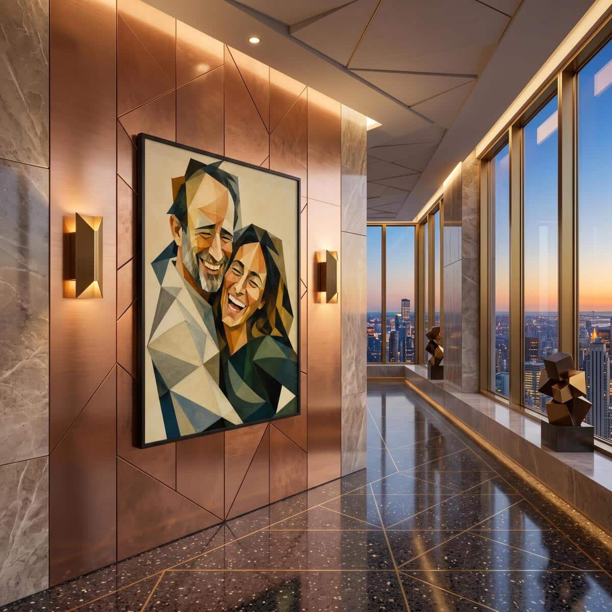 Plakat Personalizowany ze Zdjęcia Portret Pary | Geometryczny Obraz Kubizm 31378 - zdjęcie 4