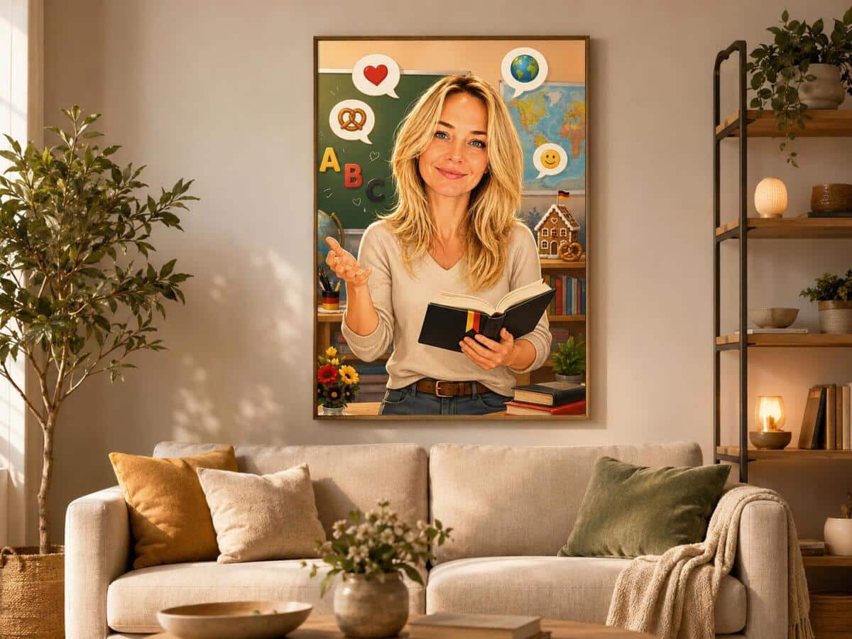 Personalizowany plakat dla nauczyciela języka niemieckiego na Dzień Nauczyciela | Portret ze zdjęcia 31474 - zdjęcie 7