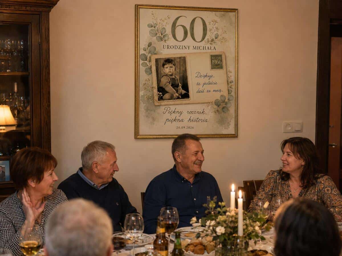 Tablica powitalna na 60 urodziny | Plakat ze starego zdjęcia na sześćdziesiątkę dla mężczyzny 39040 - zdjęcie 2