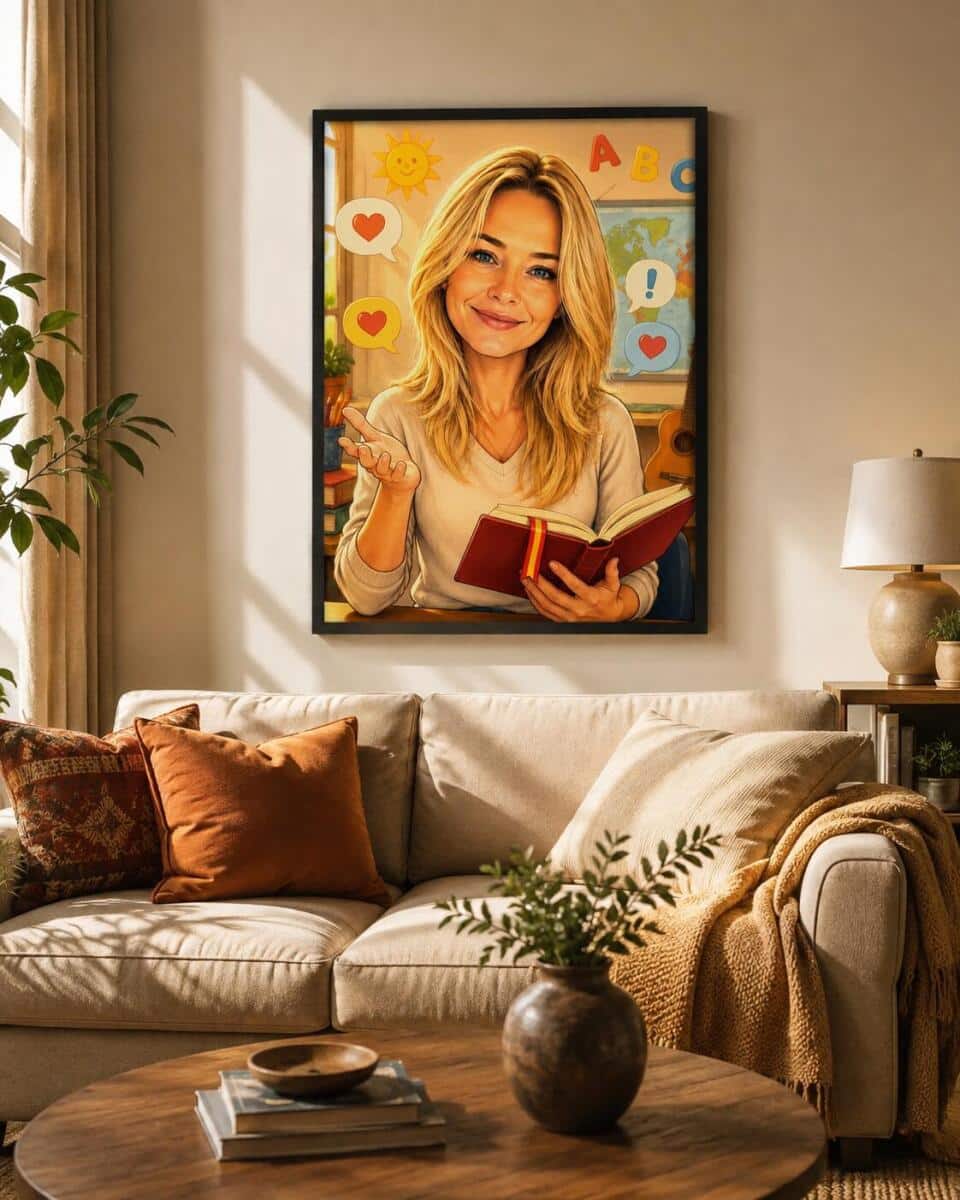 Personalizowany plakat dla nauczyciela języka hiszpańskiego na Dzień Nauczyciela | Portret ze zdjęcia 31473 - zdjęcie 4