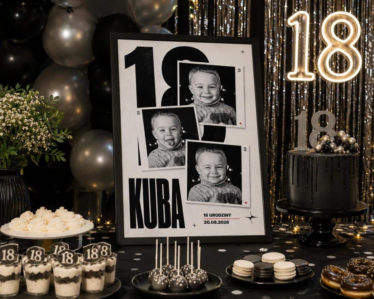 Tablica Powitalna na 18. Urodziny ze Zdjęciami | Tablica Kolaż na osiemnastkę 39020 - zdjęcie 2