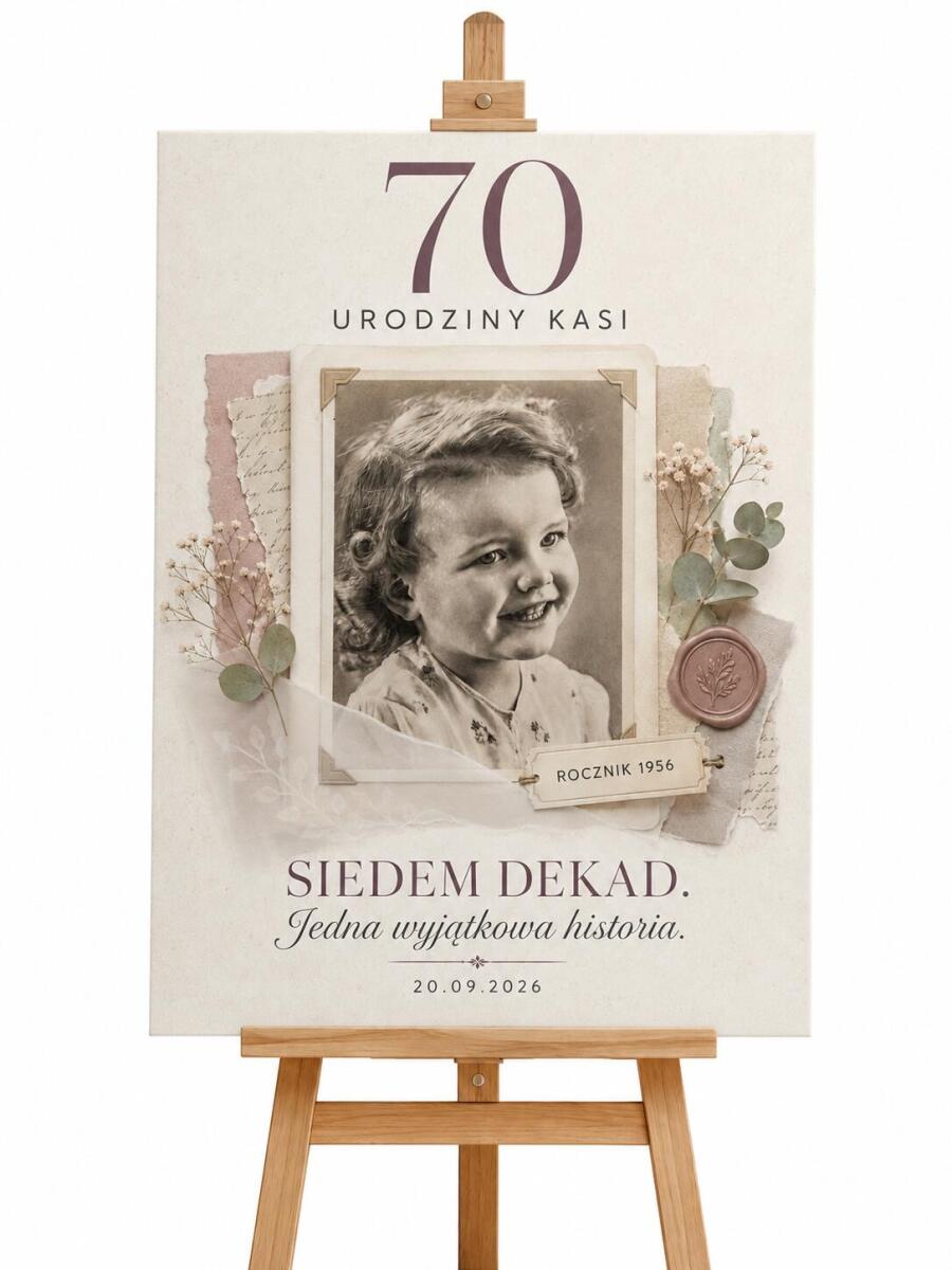 Tablica powitalna na 70 urodziny ze zdjęciem z dzieciństwa | Plakat urodzinowy dla Kobiety na siedemdziesiątkę 39041 - zdjęcie 5