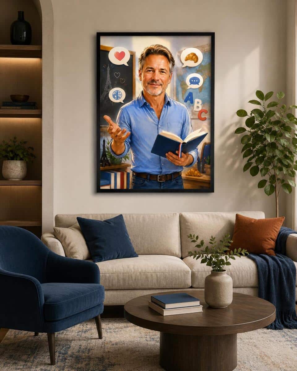 Personalizowany plakat dla nauczyciela języka francuskiego na Dzień Nauczyciela | Portret ze zdjęcia 31472 - zdjęcie 6