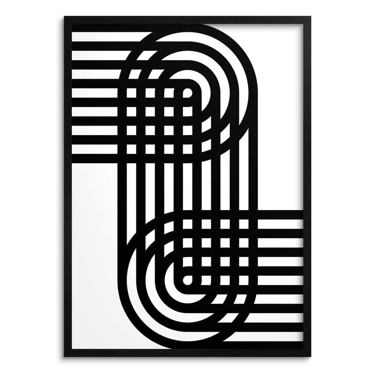 Nowoczesny Plakat na ścianę- Linie Geometryczne | Czarno-Biały Obraz 31400