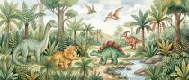 Fototapeta Dinozaury w Dżungli- Akwarela | Zielona dekoracja dla dzieci 31367 - miniaturka 4