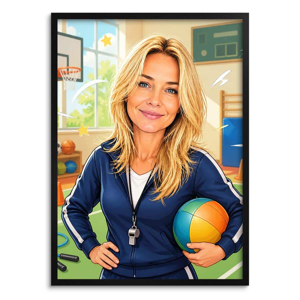 Personalizowany plakat dla nauczyciela WF na Dzień Nauczyciela | Sportowy portret ze zdjęcia 31479 - zdjęcie 2