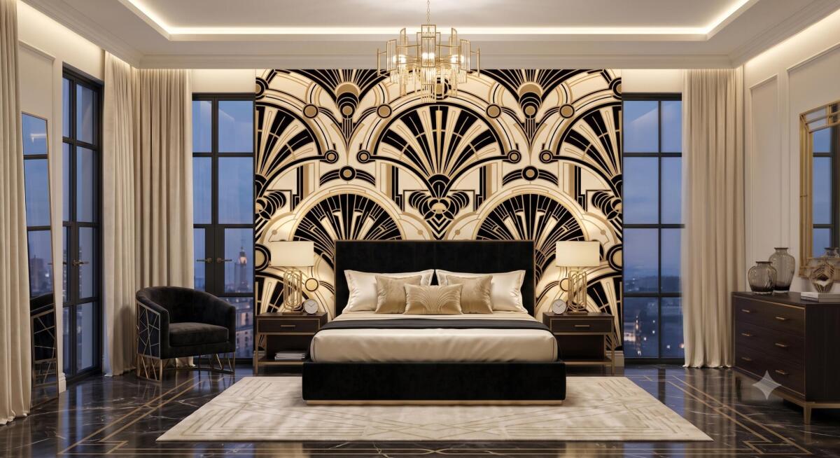 Luksusowa Fototapeta Glamour- Złote Łuki Art Deco | Tapeta do Biura 31246 - zdjęcie 2