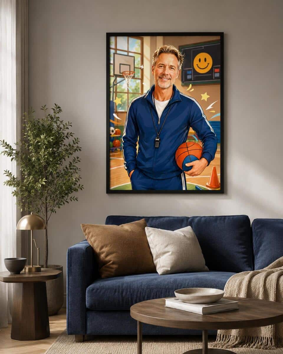 Personalizowany plakat dla nauczyciela WF na Dzień Nauczyciela | Sportowy portret ze zdjęcia 31479 - zdjęcie 6