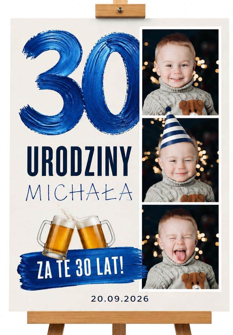 Tablica na 30 urodziny ze zdjęciem z dzieciństwa | Plakat na trzydziestkę dla mężczyzny 39034
