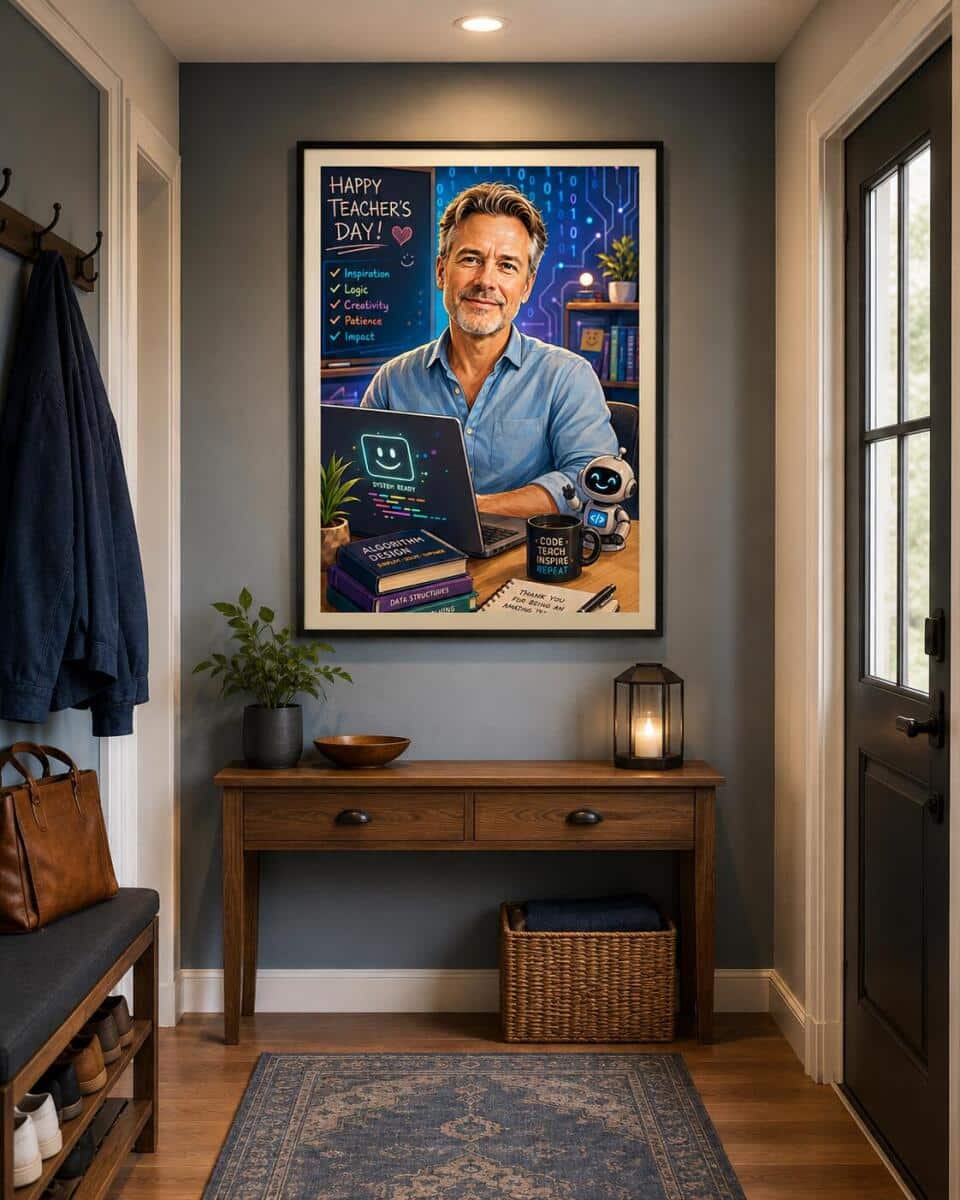 Personalizowany plakat dla nauczyciela informatyki na Dzień Nauczyciela | Portret ze zdjęcia 31470 - zdjęcie 4