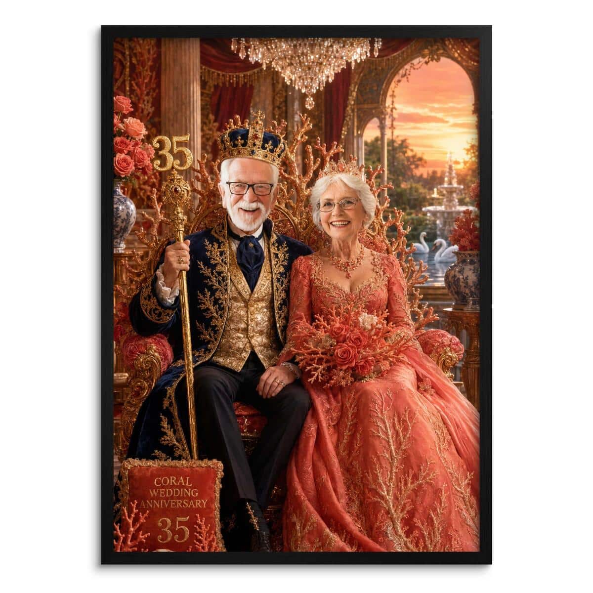 Plakat Koralowe Gody- Królewska Para | Portret na 35 Rocznicę Ślubu 31417