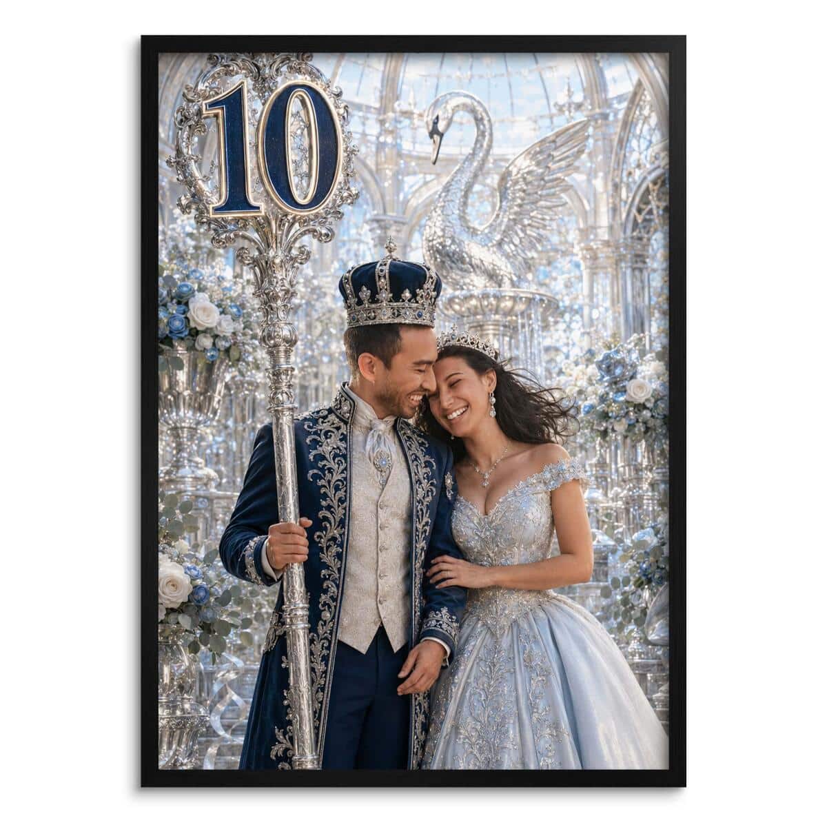 Plakat Królewska Para 10 Rocznica Ślubu | Elegancki Portret Glamour Cynowe Gody 31412