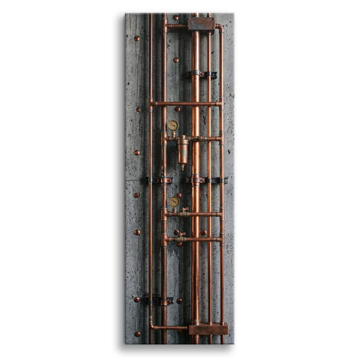 Obraz Industrialny Miedziane Rury | Obraz na płótnie Surowy Beton Loft 31302