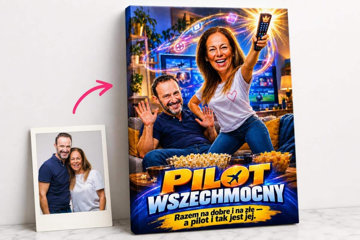 Karykatura z Twojego zdjęcia – Śmieszny portret pary „Pilot wszechmocny&amp;quot; 83034 - zdjęcie 3