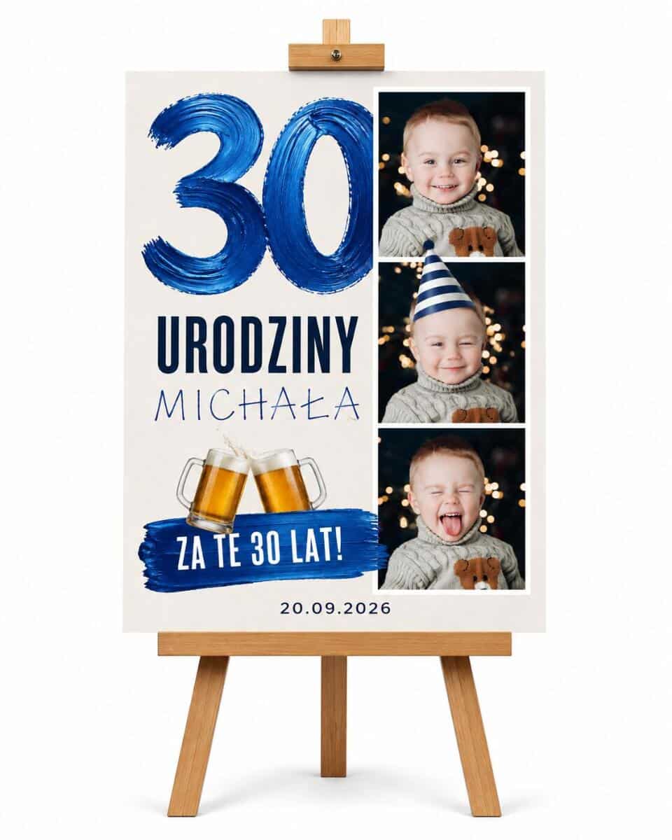 Tablica na 30 urodziny ze zdjęciem z dzieciństwa | Plakat na trzydziestkę dla mężczyzny 39034 - zdjęcie 4