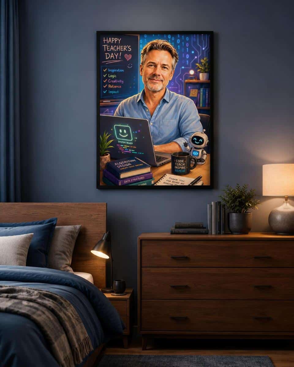 Personalizowany plakat dla nauczyciela informatyki na Dzień Nauczyciela | Portret ze zdjęcia 31470 - zdjęcie 5