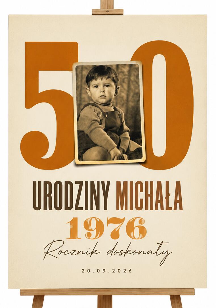 Tablica powitalna 50 urodziny mężczyzny | Plakat ze starym zdjęciem na pięćdziesiątkę 39038
