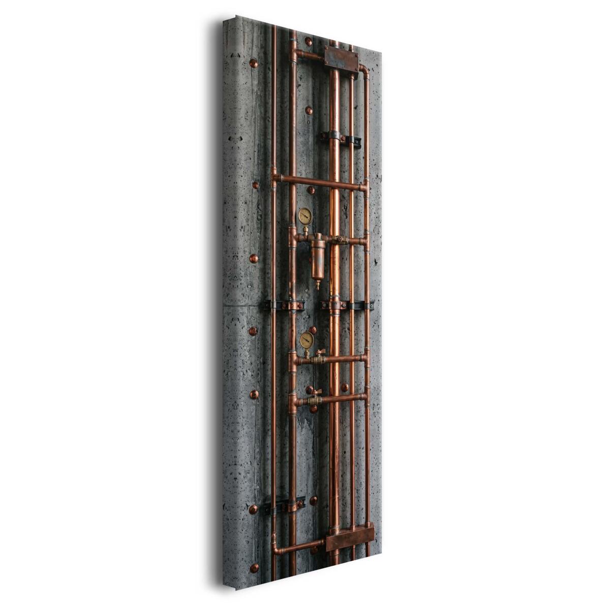 Obraz Industrialny Miedziane Rury | Obraz na płótnie Surowy Beton Loft 31302 - zdjęcie 2